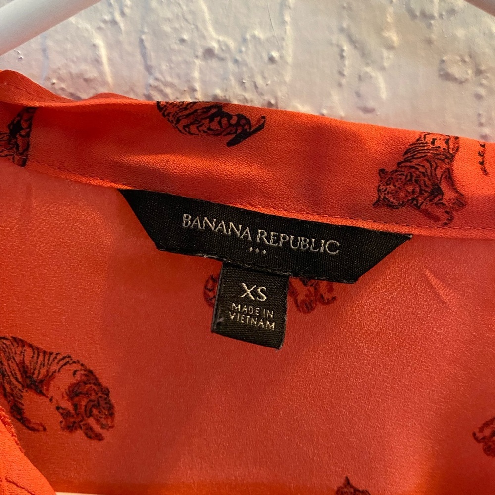 Banana Republic Orange Tiger Print Blouse - Picture 2 of 5